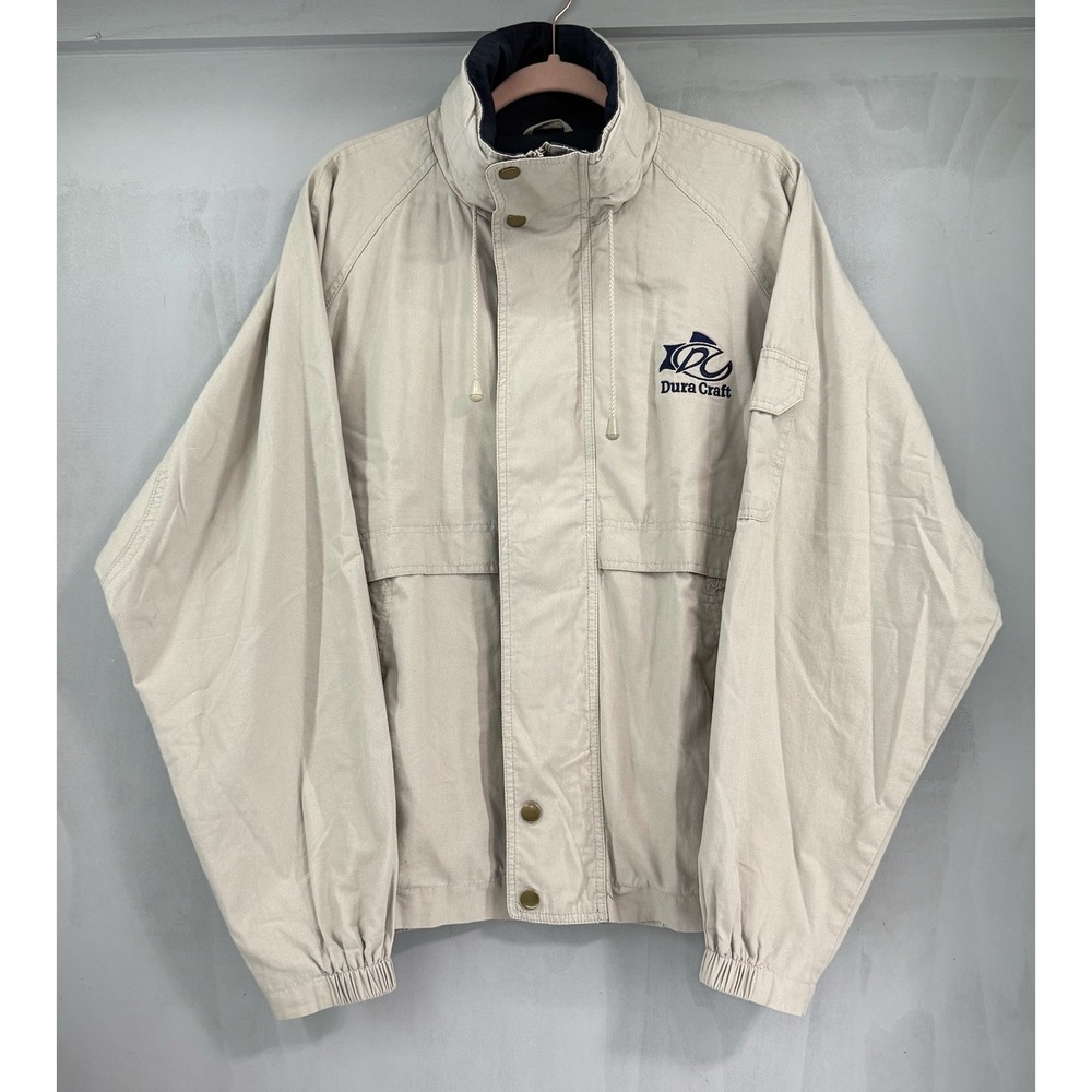Men's King Louie Vintage Embroidered Dura Craft Khaki Jacket Coat Large